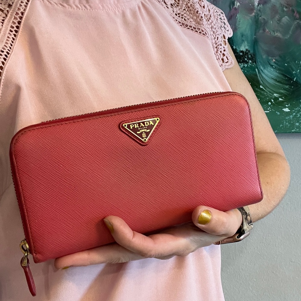 Pink Prada Saffiano leather full zip around wallet - Picture 11 of 11